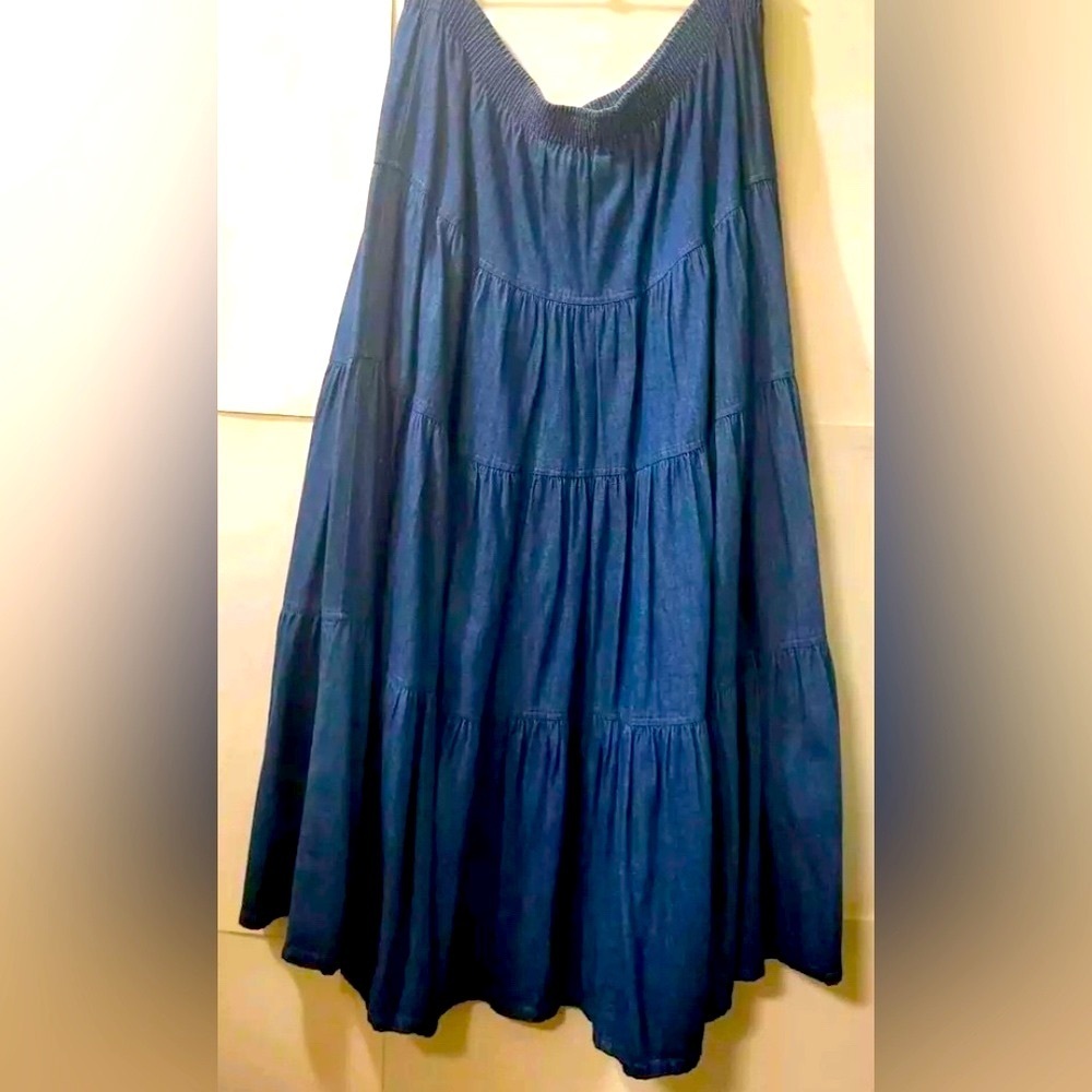 Skirt by Willow Bend Vintage Denim Tiered 💙 100% Cotton Made in USA 🇺🇸 Sz XL
